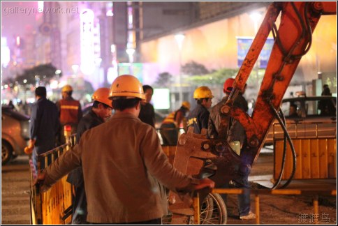 night road construction