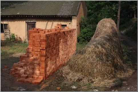 bricks and hay