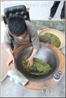 pan fired longjing tea leaves