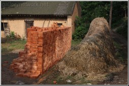 bricks and hay