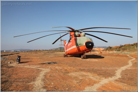 large orange helicopter