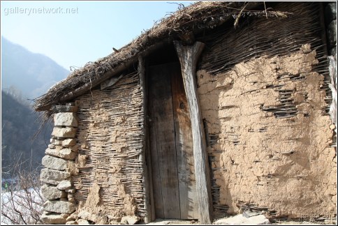 aged mountain hut