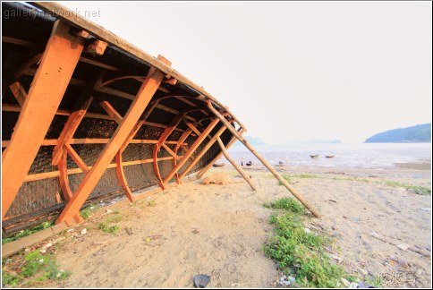 fishing boat propped up